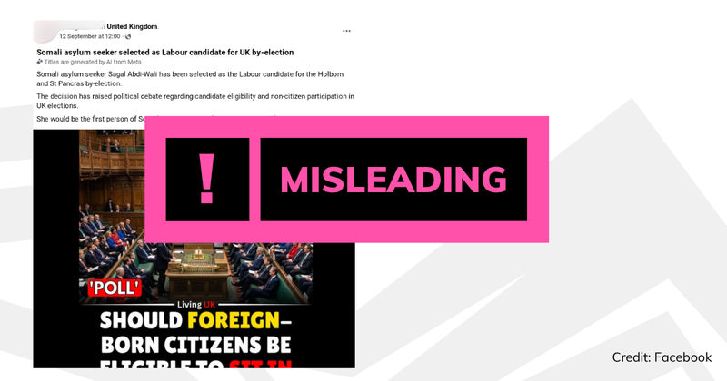 Debunk image Labour candidate asylum seeker claim