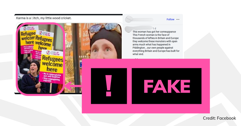 Debunk image Paris woman edited on to photo with protest sign