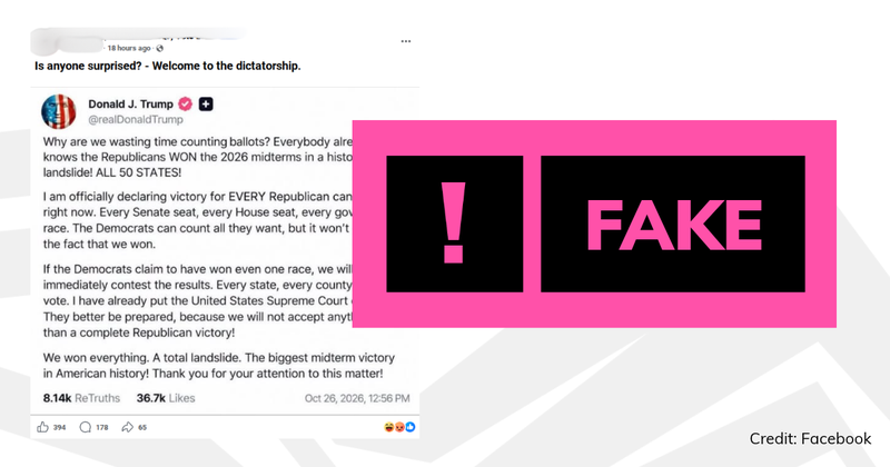 Debunk image Trump fake Truth Social post