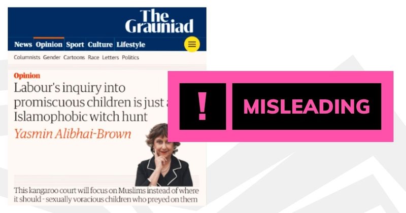 A parody article posted by 'grauniadmemes' which has been shared as if real online.