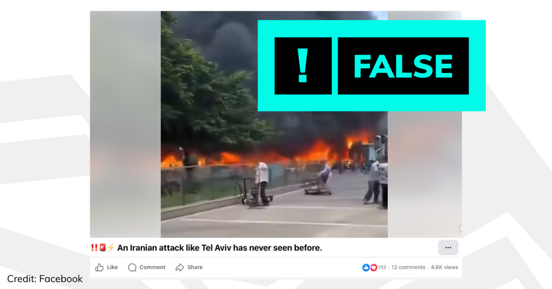 Debunk image of fire in China shared as Tel AVIV
