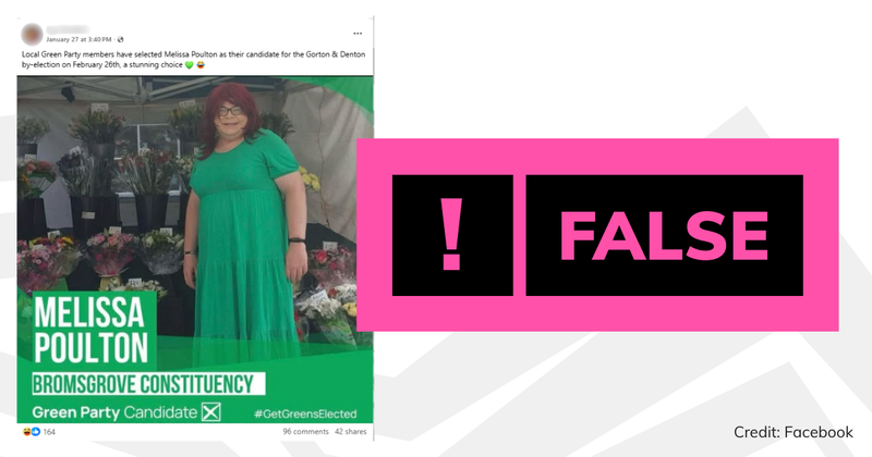 A screenshot of the post with overlaid text saying 'false'.