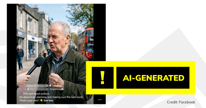 A screenshot of the video with yellow 'AI-Generated' text overlaid