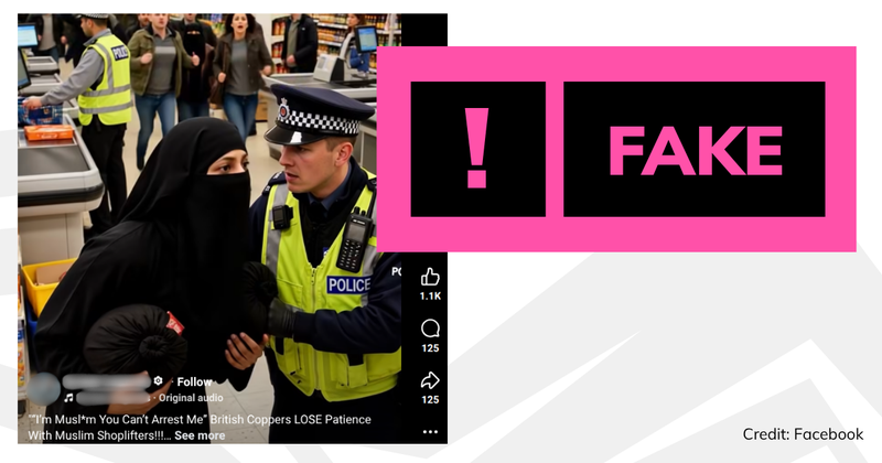 Screenshot of video clip with pink 'fake' text overlaid