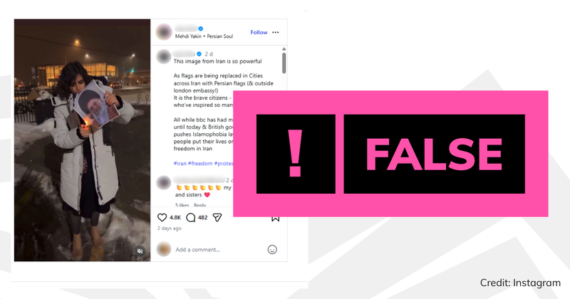 An image of the video with a verdict saying 'false'.