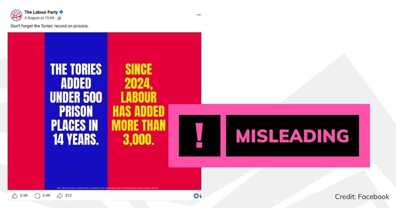 Screenshot of social media post with pink 'misleading' text overlaid
