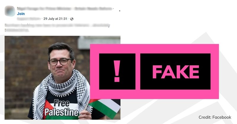 Screenshot of social media post with 'fake' text overlaid