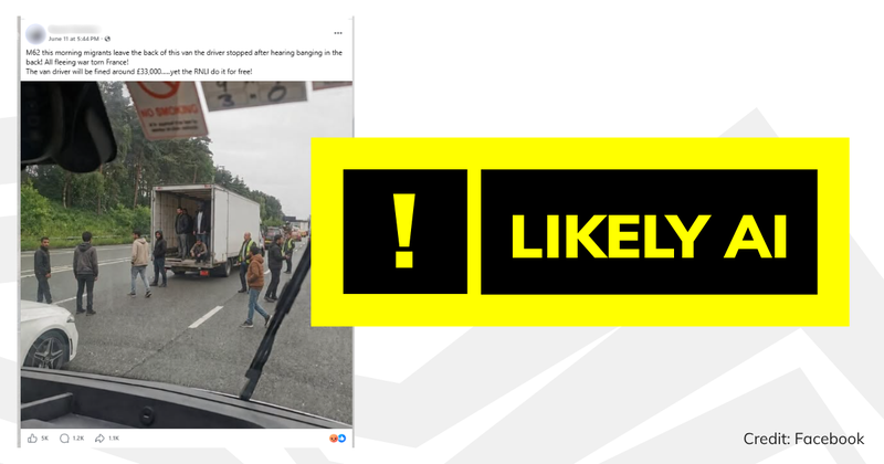 A screenshot of the post with overlaid text saying 'likely AI'.
