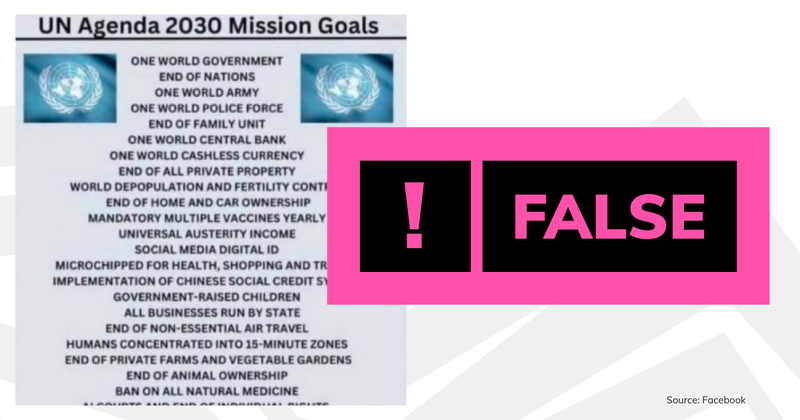 Graphic of misleading UN Agenda 2030 list