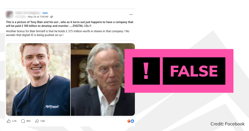 A screenshot of the post with overlaid text saying 'false'.