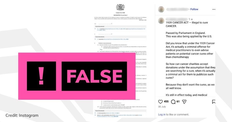 Screenshot of social media post with pink "false" text overlaid