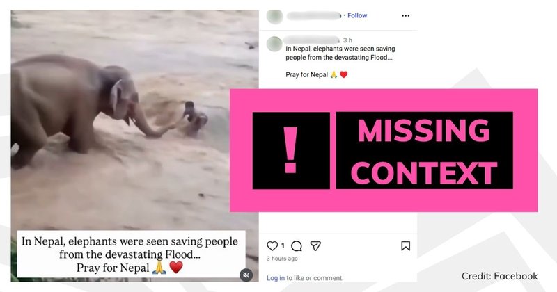 Screenshot of social media post with pink 'missing context' text overlaid