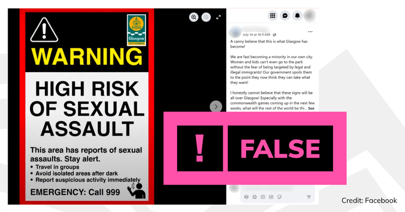 A screenshot of the post with overlaid text saying 'false'.