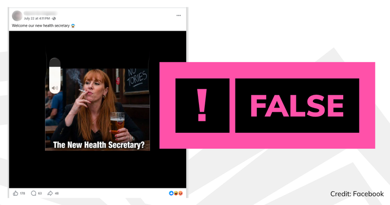 A screenshot of the post with overlaid text saying 'false'.