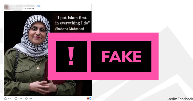 Fake label on a facebook post