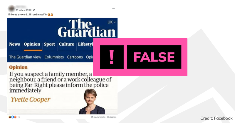 Debunk image Yvette Cooper