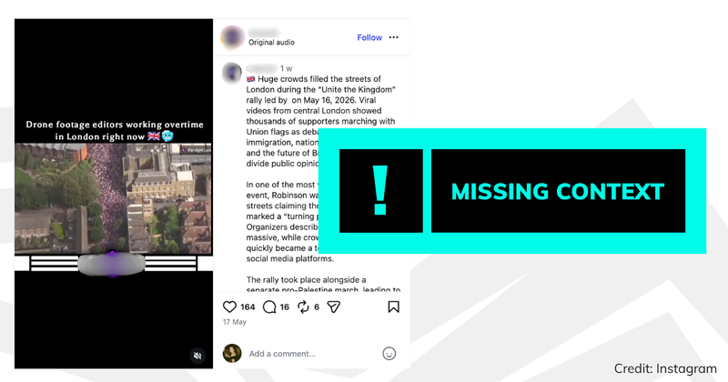 Missing context label on a Facebook post