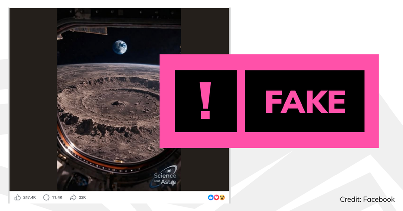 A screenshot of the post with overlaid text saying 'fake'.