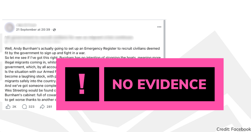 no evidence label on a facebook post