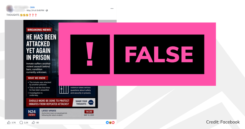 A screenshot of the post with overlaid text saying 'false'.