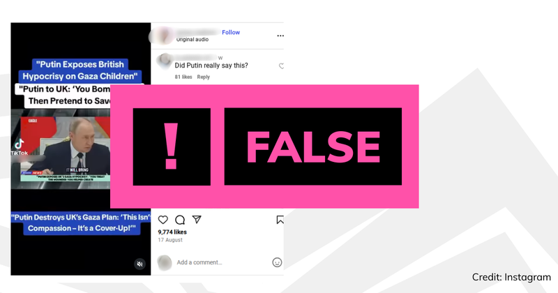 Debunk image of Putin video