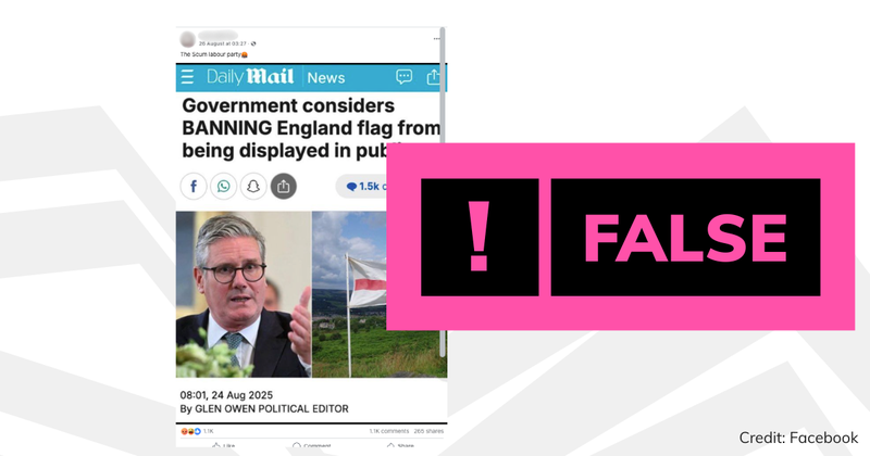 Debunk image of fake Daily Mail article on flags