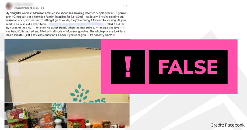False label on Morrisons FB post
