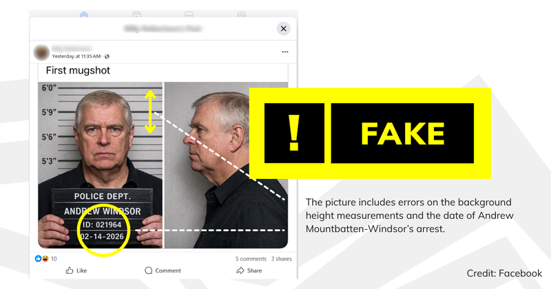 A screenshot of the post with text overlaid saying 'fake'