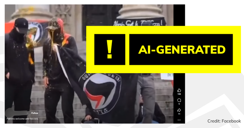 Debunk image of antifa being attacked