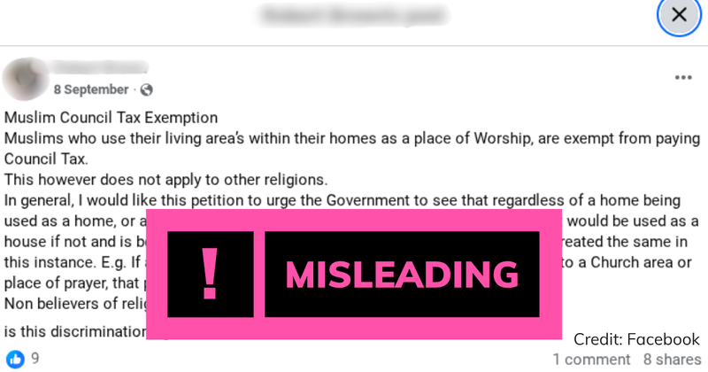 Debunk image for Muslim council tax claims