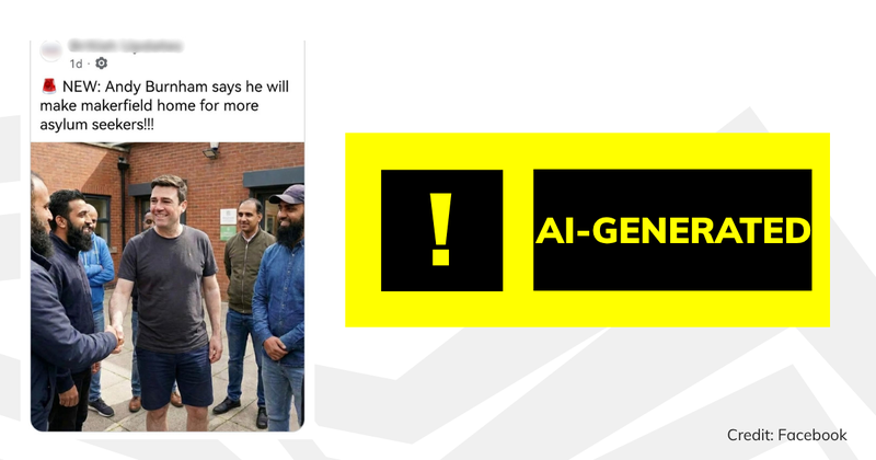 Image of social media post with yellow "AI-generated" text overlaid