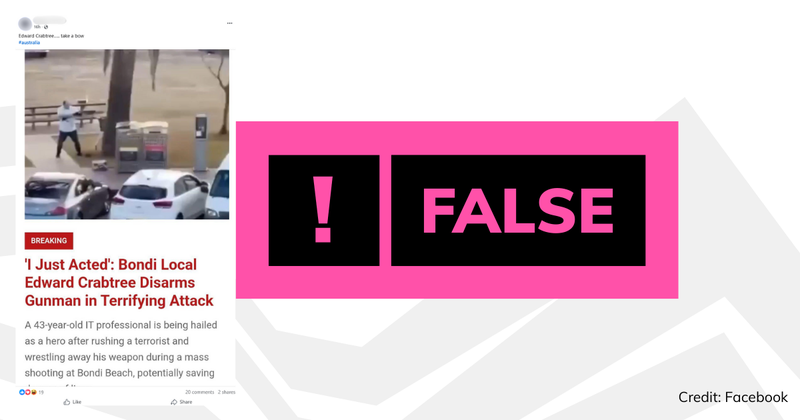 An image of the post with a verdict saying 'false'.