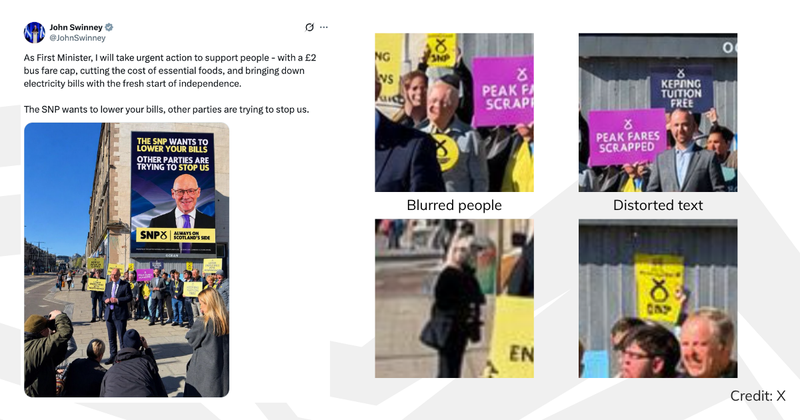 Labels on an X post by John Swinney