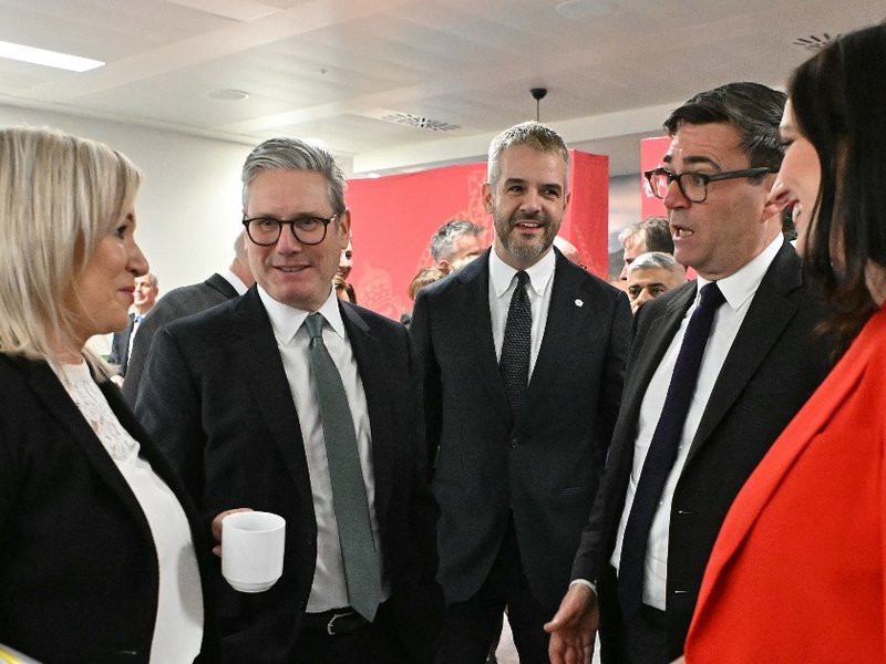 Prime Minister Sir Keir Starmer (second from left) and Greater Manchester mayor Andy Burnham (second from right) talking to Northern Ireland’s First Minister Michelle O'Neill (left) in 2024.