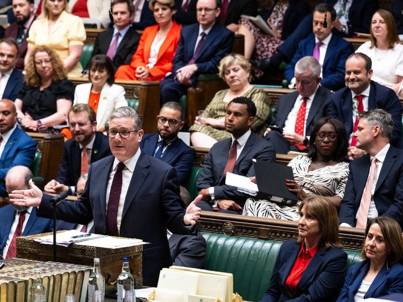 The Prime Minister Sir Keir Starmer speaking in the House of Commons.