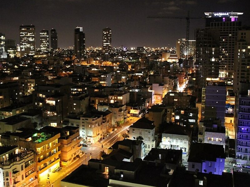 Tel Aviv skyline at night