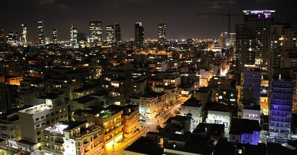 Tel Aviv skyline at night