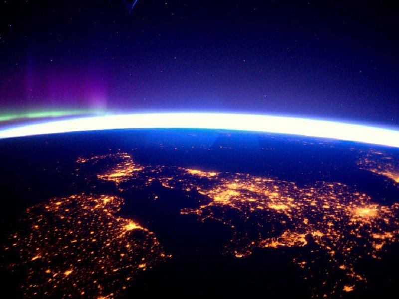 The UK and Ireland viewed at night from the International Space Station
