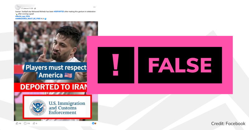 Debunk image false claim Iranian player deported