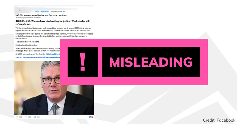 Debunk image Starmer PM pension