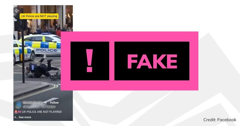 Screenshot of video with pink 'fake' text overlaid