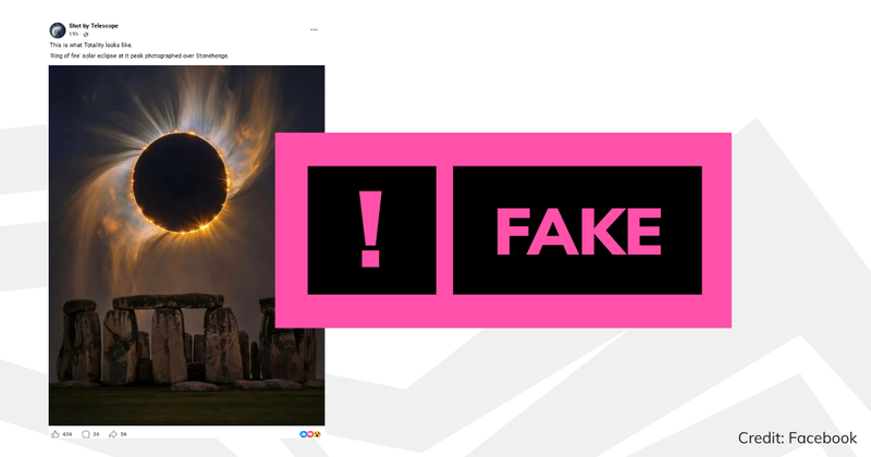 A screenshot of the post with overlaid text saying 'fake'.