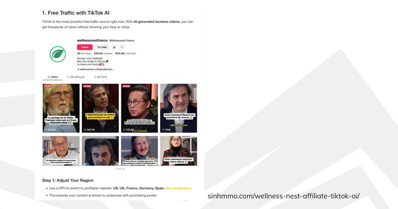 screenshot from sinhmmo.com/wellness-nest-affiliate-tiktok-ai/