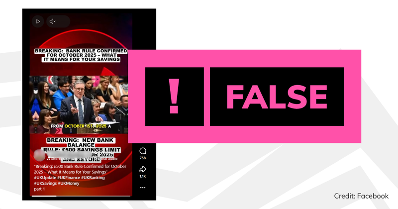 A screenshot of the video with a verdict saying 'false'