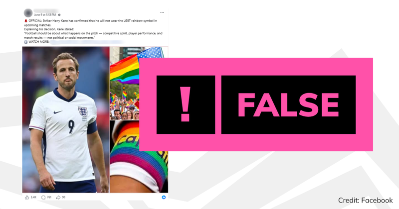 A screenshot of the post with overlaid text saying 'false'.