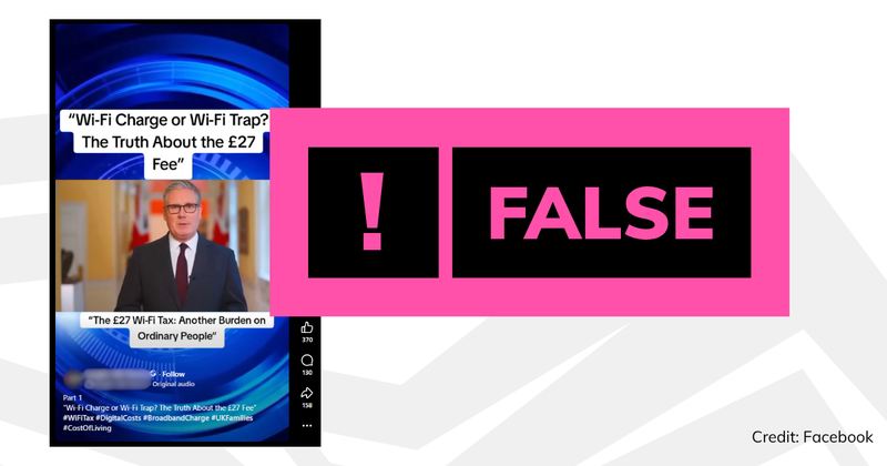 A screenshot of the video with a verdict saying 'false'.