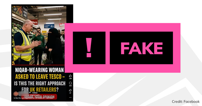 A screenshot of the video with overlaid text saying 'fake'.