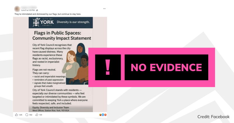A screenshot of the post with overlaid text saying 'no evidence'.