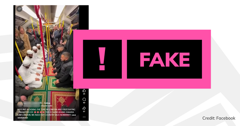 A screenshot of the video with overlaid text saying 'fake'.