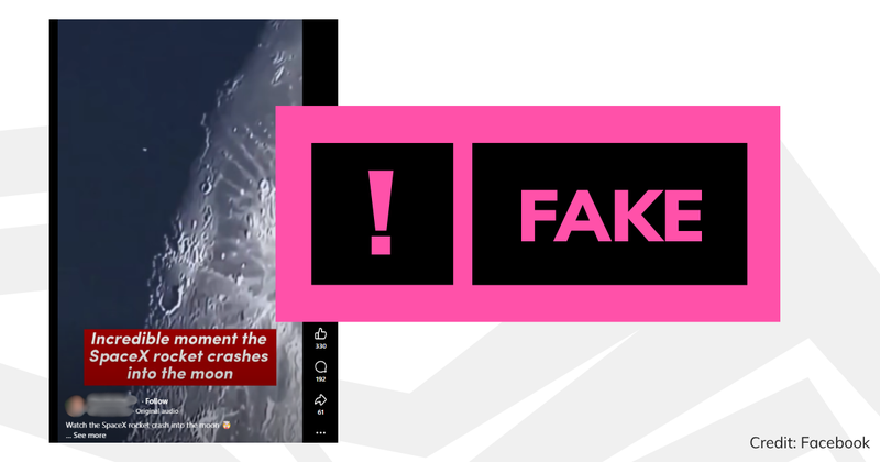 A screenshot of the video with overlaid text saying 'fake'.